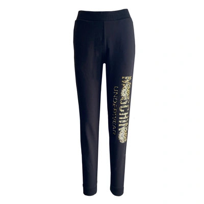 Moschino Underwear Leopard Logo Track Pants In Black