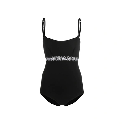 Moschino Underwear Logo-tape Bodysuit In Black