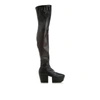 Prada Stretch Napa Over-the Knee Platform Boots In Black