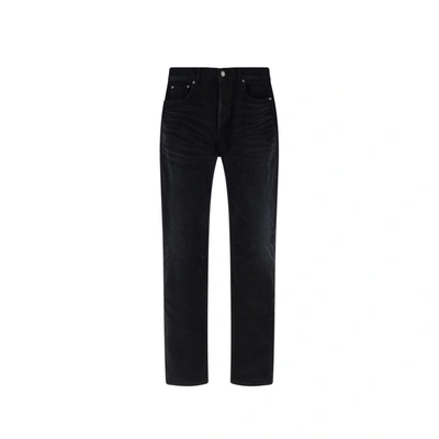 Saint Laurent Cotton Denim Jeans In Black