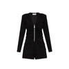 Saint Laurent Plunge Neck Long Sleeve Romper In Black