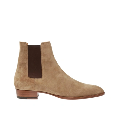 Saint Laurent Wyatt Ankle Boots In Brown