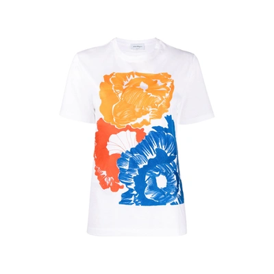 Ferragamo Floral-print Short-sleeved T-shirt In White