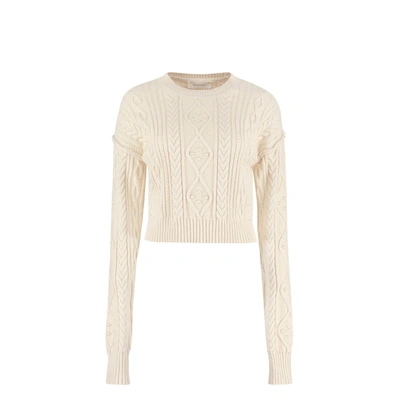 Sportmax Cotton Cropped Sweater In Beige