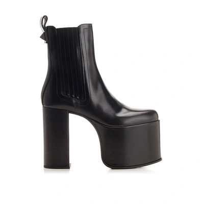 Valentino Garavani Ankle Leather Boots In Black