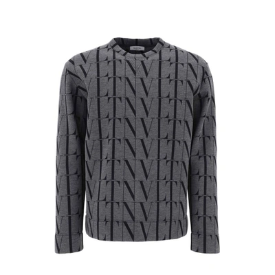 Valentino Vltn Cotton Sweatshirt In Gray