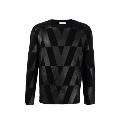 Valentino Wool Logo Sweartshirt In Black