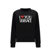 Versace Black Cotton Logo Sweatshirt In Black