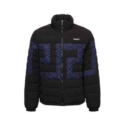 Versace Logo Padded Jacket In Black