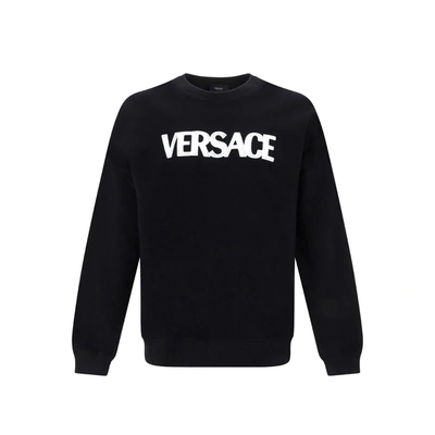 Versace Logo Sweartshirt In Black