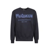 Alexander Mcqueen Graffiti Logo Print Sweatshirt In Blue