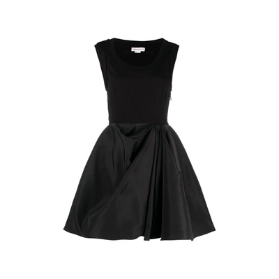 Alexander Mcqueen Cotton Dress With Ruffles Detail In Black