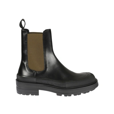 Alexander Mcqueen Leather Ankle Boots In Black