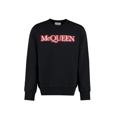 Alexander Mcqueen Spray Paint Logo Cotton Graphic Sweatshirt In Black