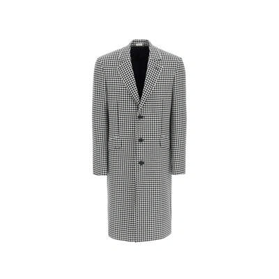 Alexander Mcqueen Pied De Poule Wool Coat In Black