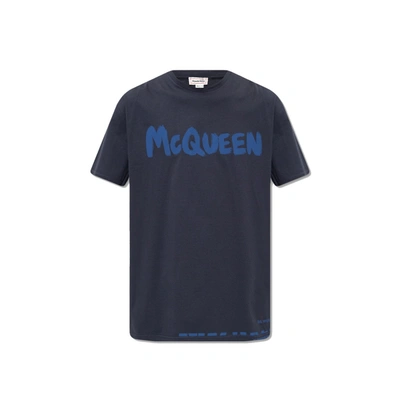 Alexander Mcqueen Mcqueen Graffiti T-shirt In Blue