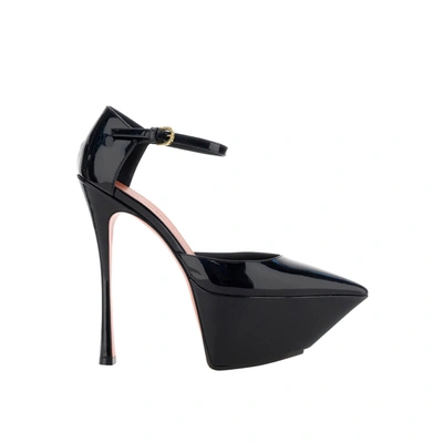 Amina Muaddi Angelica Leather Platform Pumps In Black