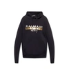Balmain Logo Hooded Sweatshirt Men In Black