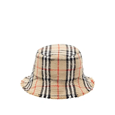 Burberry Check Bouclé Bucket Hat In Beige