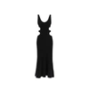 Chloé Cutout Crinkled Silk-linen Knit Maxi Dress In Black
