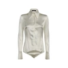 Dolce & Gabbana Collared Long-sleeve Silk Blouse In White