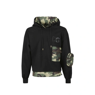 Dolce & Gabbana Black Cotton Camouflage Sweatshirt In Multi-colored