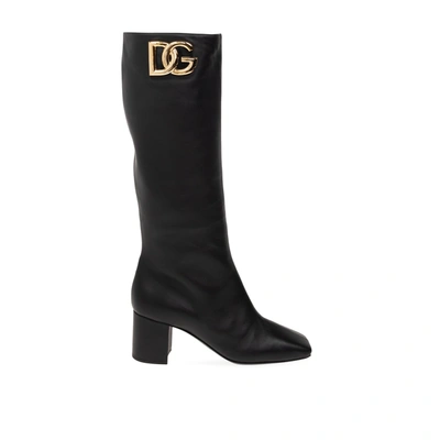 Dolce & Gabbana Leather Boots In Black