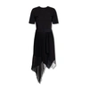 Givenchy Asymmetric Stretch-jersey And Pleated Georgette Dress In Black