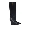 Givenchy G-lock Leather Wedge Knee-high Boots In Black