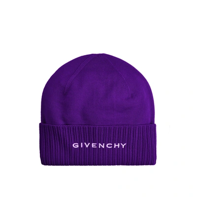 Givenchy Wool Logo Hat In Purple