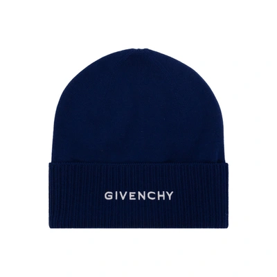 Givenchy Wool Logo Hat In Blue