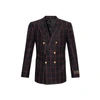 Gucci Men Double-breasted Check Blazer In Black