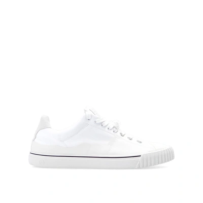 Maison Margiela Leather Logo Sneakers In White