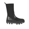 Moncler Leather Logo Boots In Black