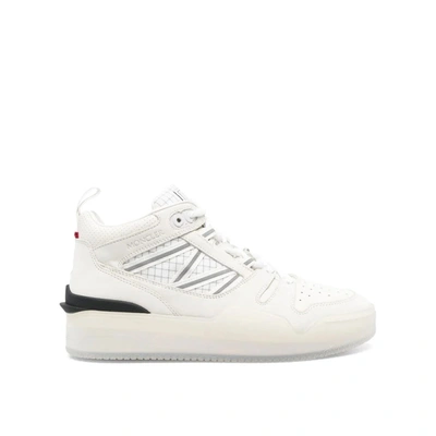 Moncler 20mm Pivot Mid Leather High Top Sneakers In White