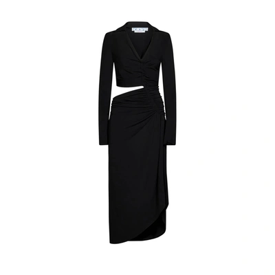 Off-white Cut-out Draped Dress In Black