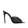 Saint Laurent Crystal-embellished 120mm Leather Mules In Black
