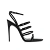 Saint Laurent Jerry Logo-embellished Leather-trimmed Satin Sandals In Black
