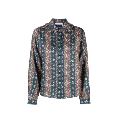 See By Chloé Floral-print Ruffle-collar Shirt In Multicolor