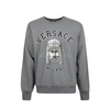 Versace Mask Print Cotton Crewneck Sweatshirt In Gray