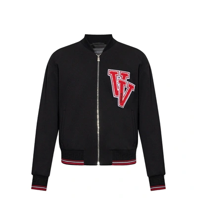 Versace Varsity-logo Bomber Jacket In Black