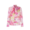 Versace Bow Neck Detail Printed Shirt In Pink