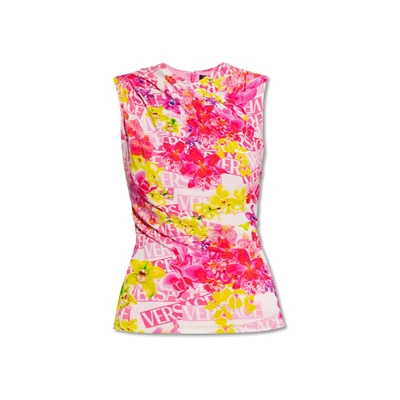 Versace Multicolour Sleeveless Top In Pink