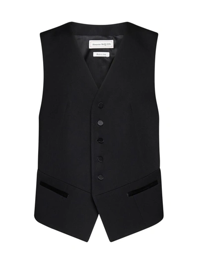 Alexander Mcqueen Men's Tailored Wool Waistcoat In Black