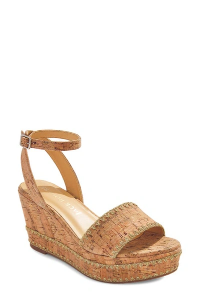 Jack Rogers Flagler Platform Wedge Sandal In Cork/gold