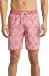 Travis Mathew Sea Of Flames Swim Trunks In Heather Earth Red