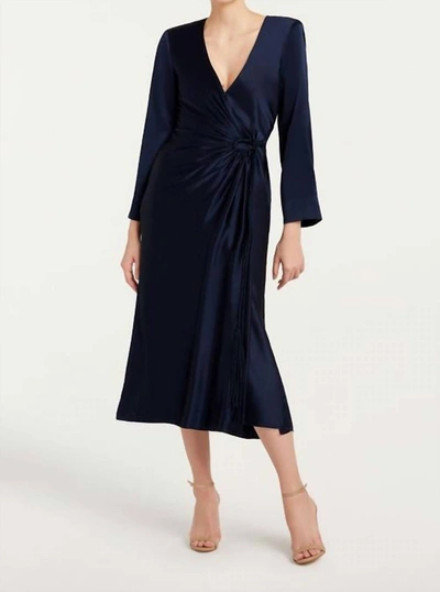 Cinq À Sept Serena Faux-wrap Midi Silk Dress In Blue
