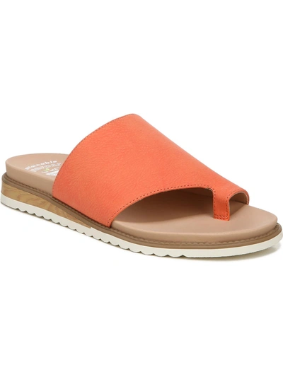 Dr. Scholl's Shoes Island Peace Womens Faux Leather Toe Loop Slide Sandals In Orange