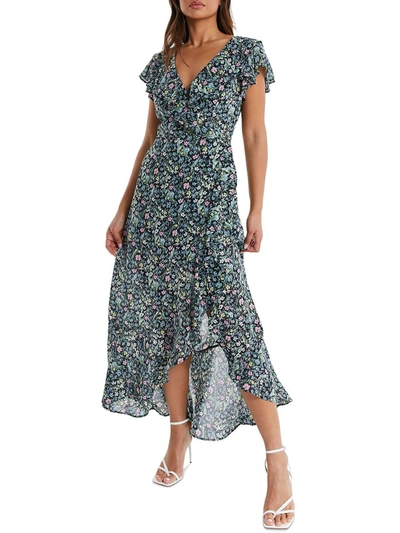 Quiz Womens Chiffon Floral Print Maxi Dress In Multi