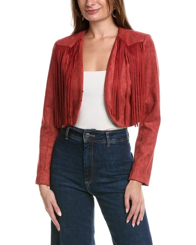 Fate Fringe Cropped Jacket In Red
